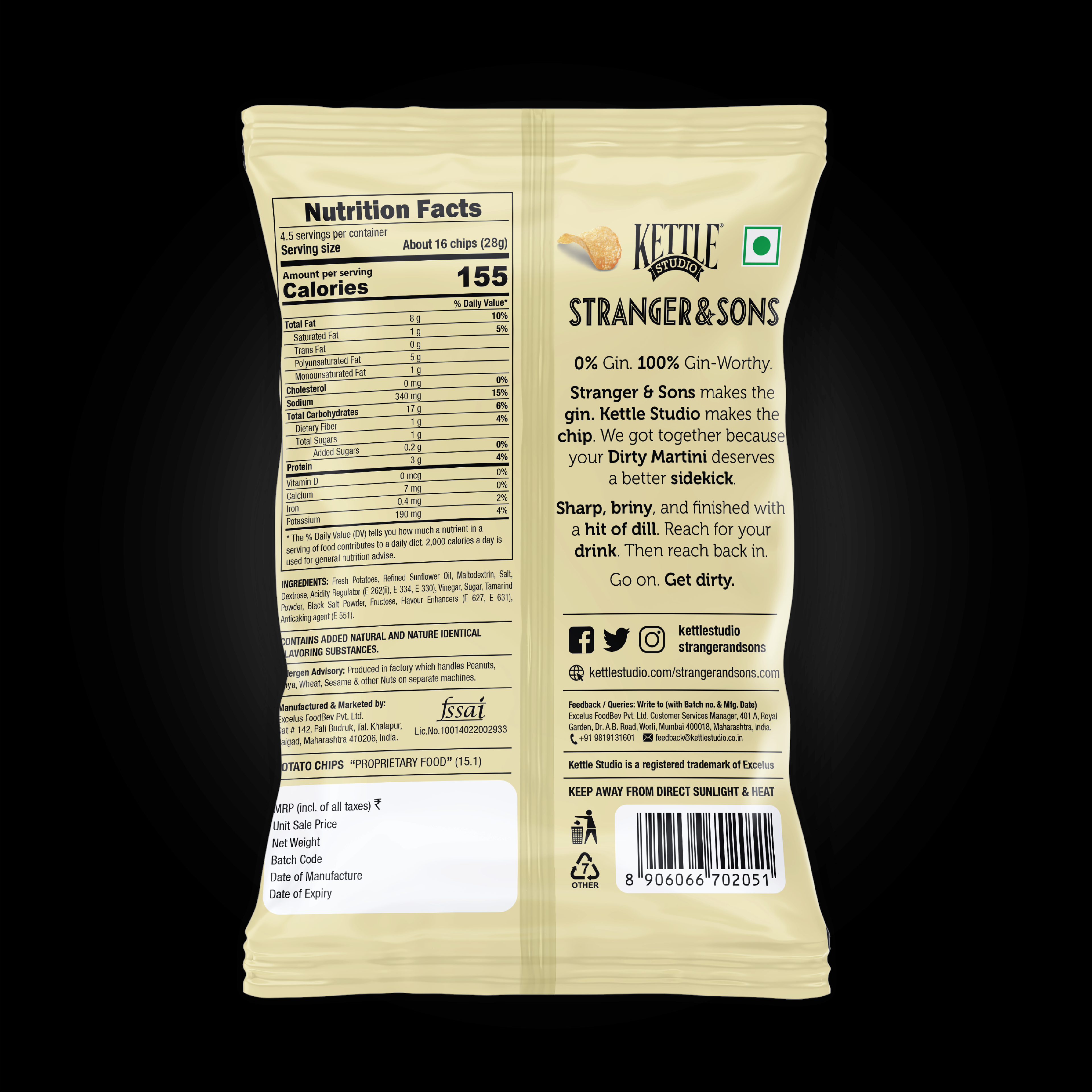 DIRTY MARTINI CHIPS - SALT, VINEGAR & DILL