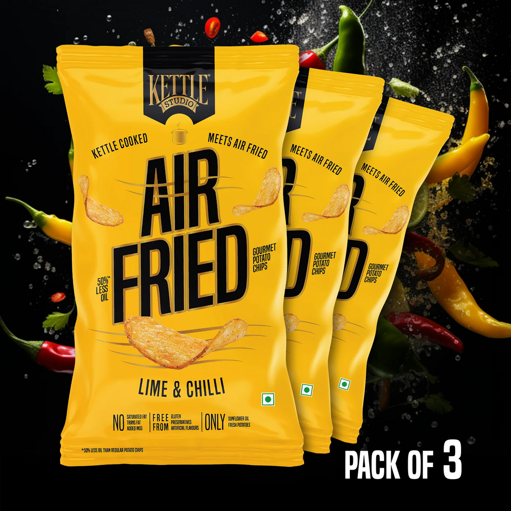 Air Fried Potato Chips Lime & Chilli Pack of 3 pack by Kettle Studio