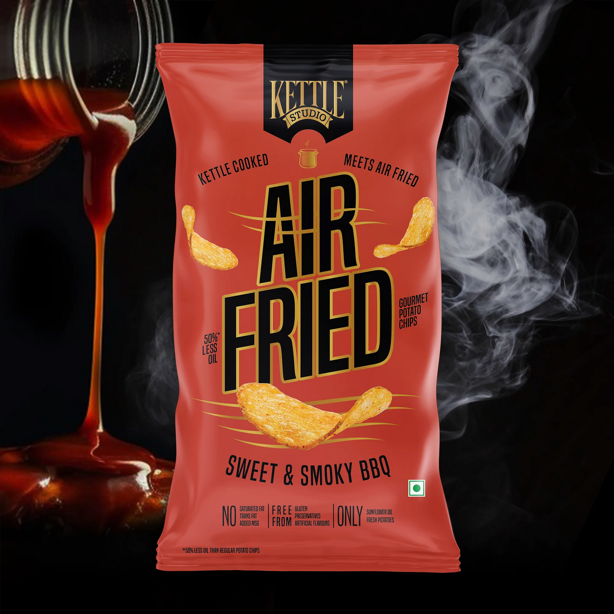 Air Fried Potato Chips Sweet & Smoky BBQ pack by Kettle Studio
