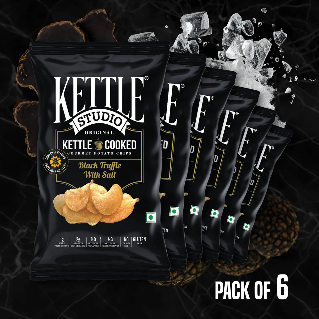 Black Truffle with Salt Pack of 6 kettle cooked potato chips pack by Kettle Studio
