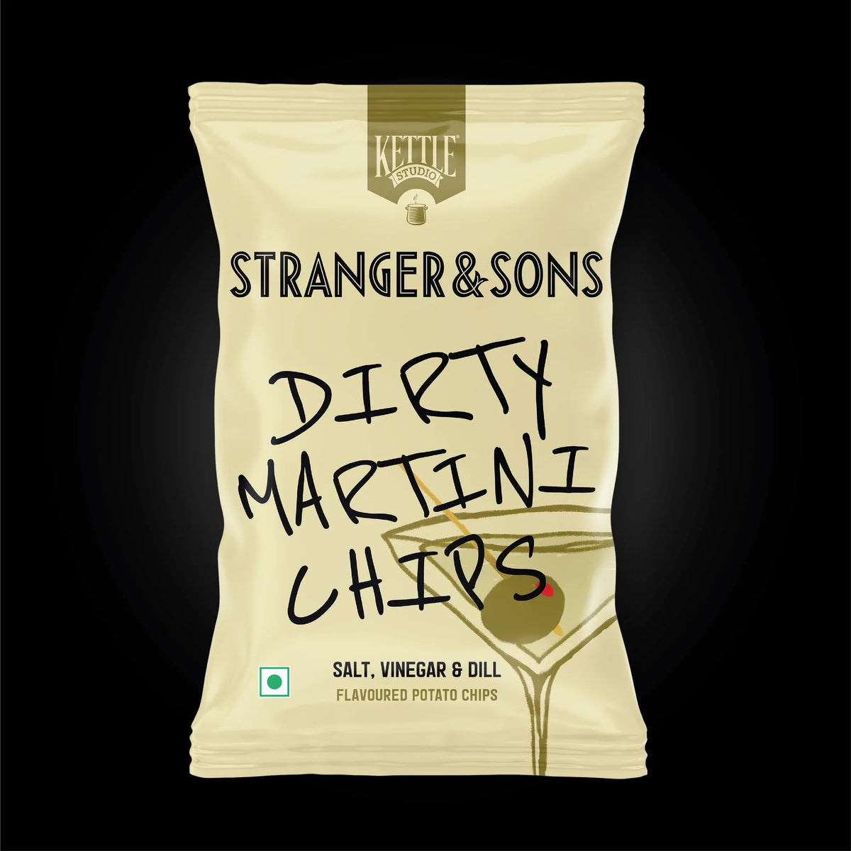 Dirty Martini Salt, Vinegar & Dill Pack of 6 kettle cooked potato chips pack by Kettle Studio