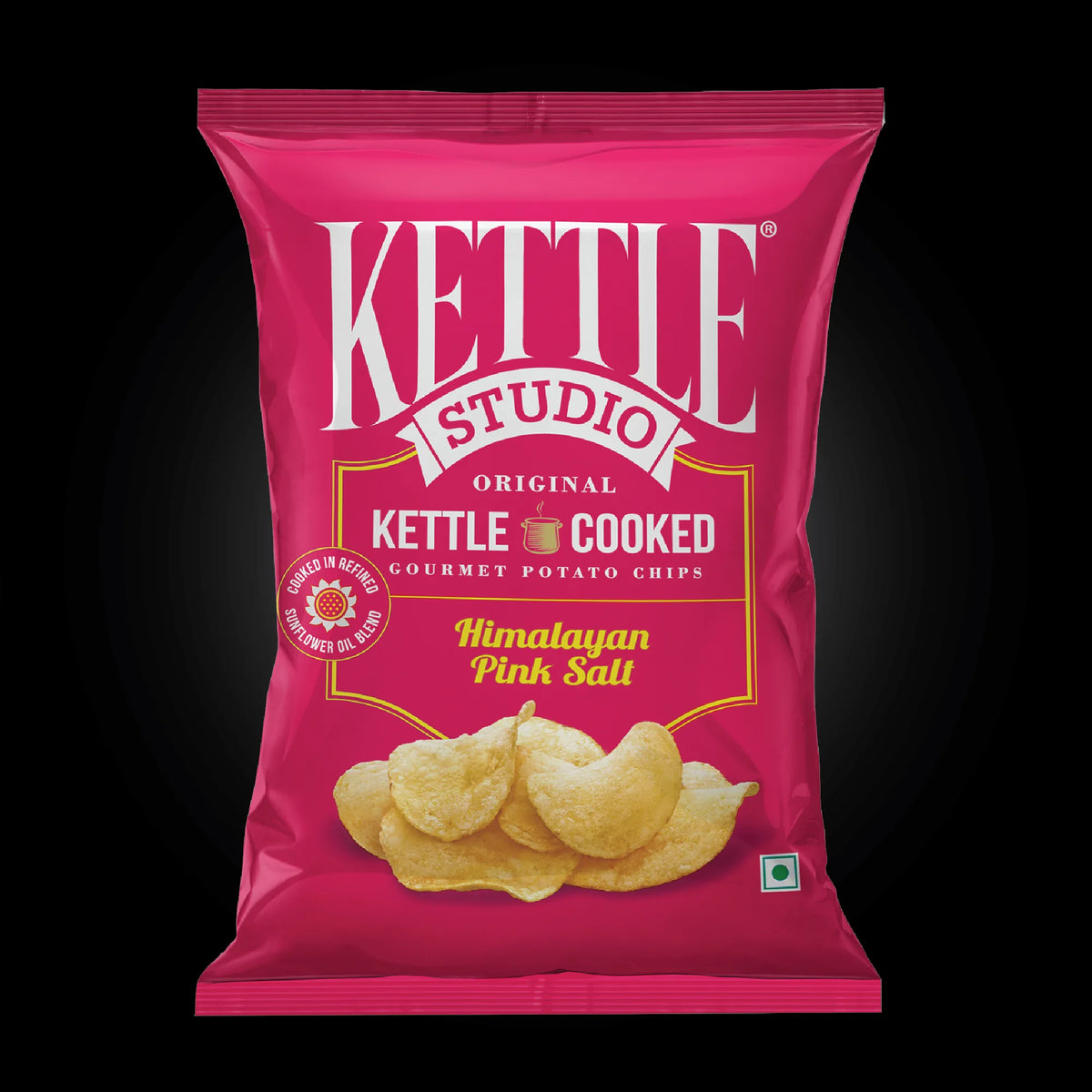 Himalayan Pink Salt kettle cooked potato chips pack by Kettle Studio