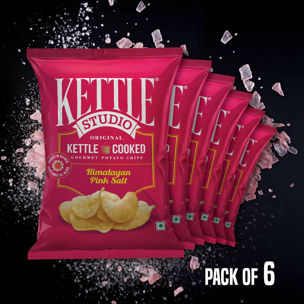 Himalayan Pink Salt Pack of 6 kettle cooked potato chips pack by Kettle Studio