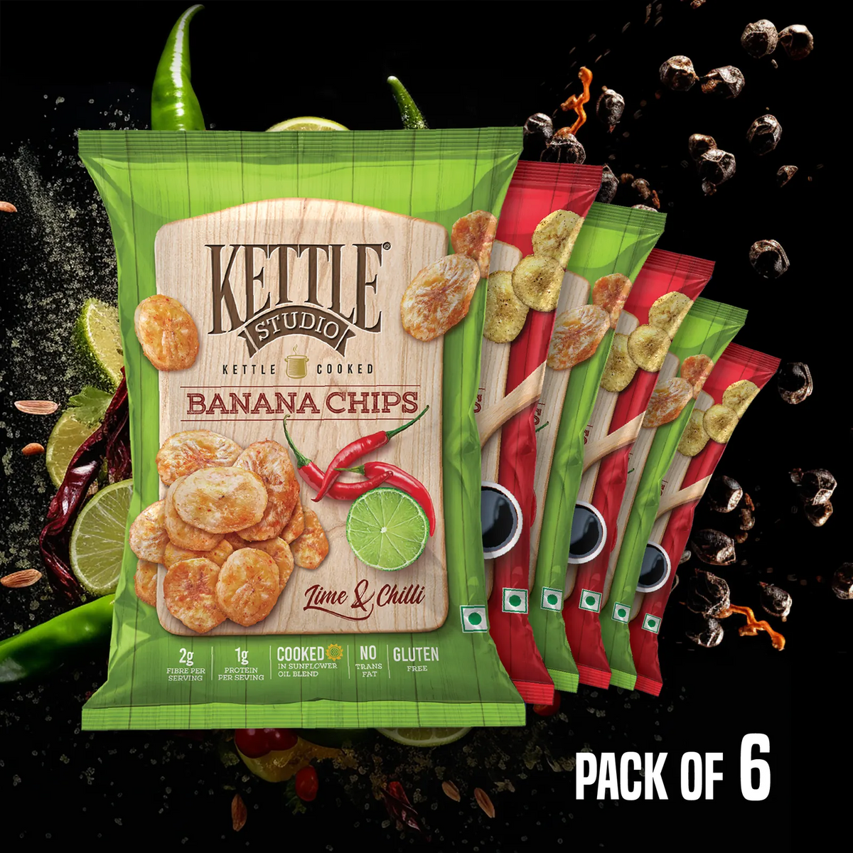 Kettle Cooked Bananas Assorted Flavours Pack of 6 pack by Kettle Studio