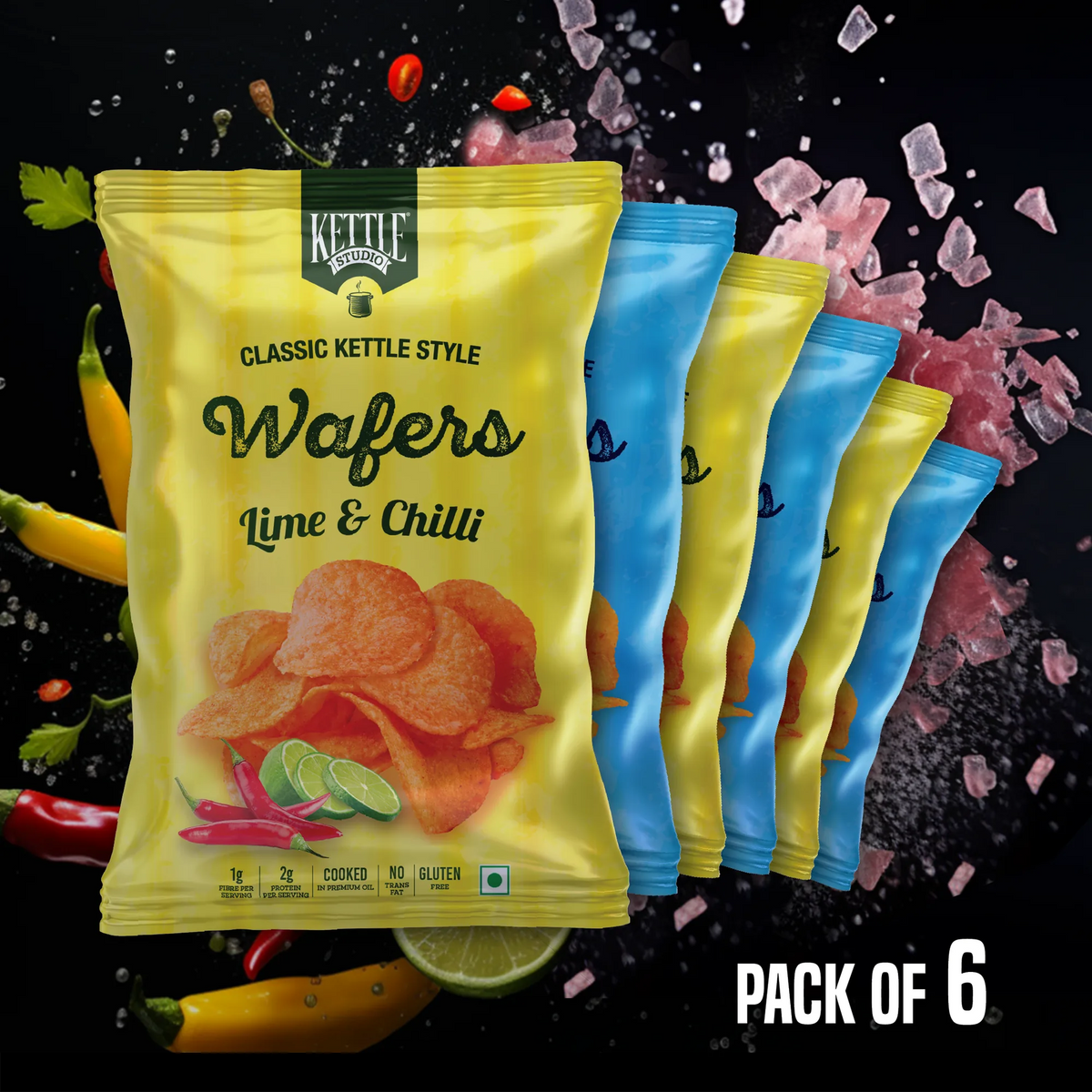 Kettle Style Wafers Assorted Flavours Pack of 6 pack by Kettle Studio