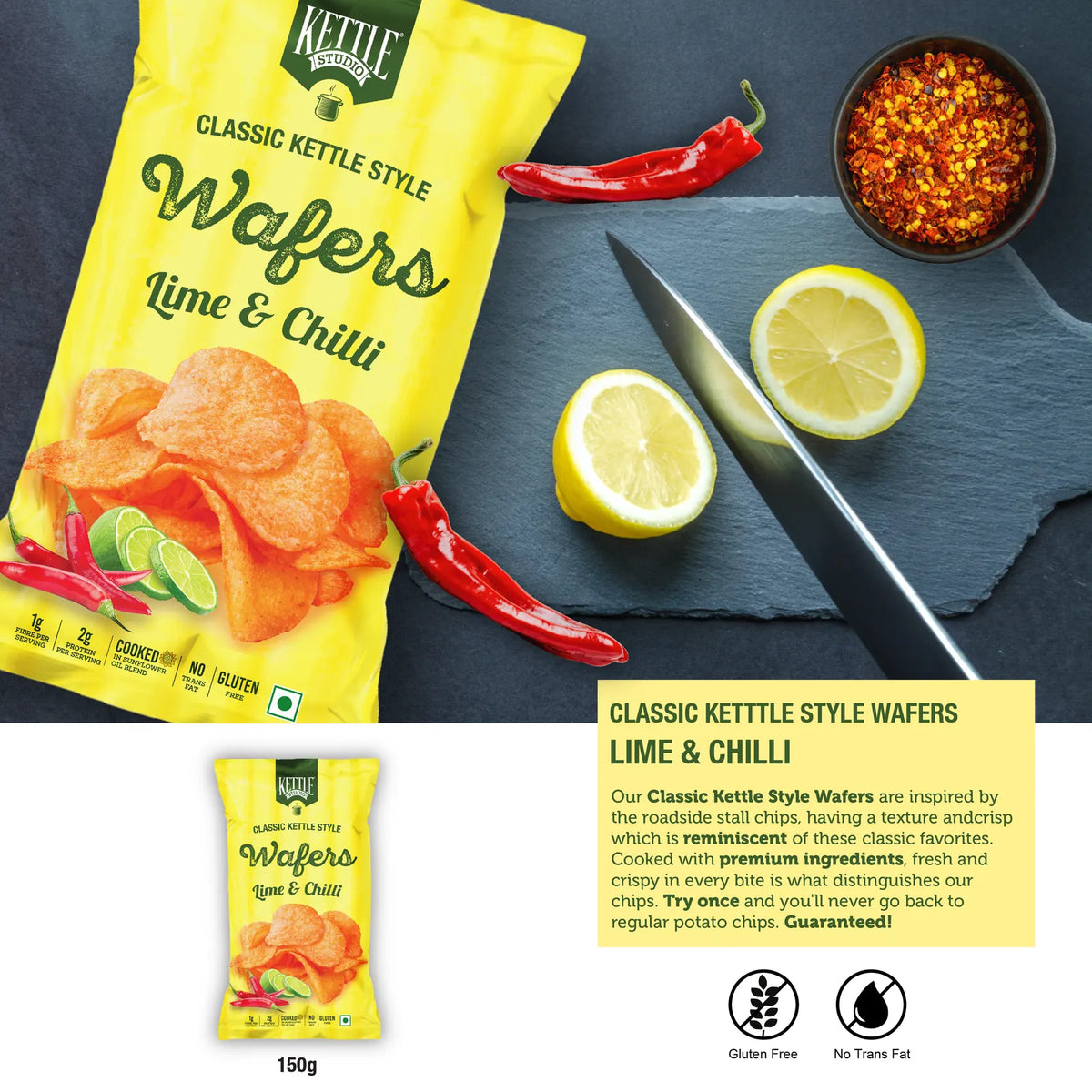 Kettle Style Wafers Lime & Chilli pack by Kettle Studio