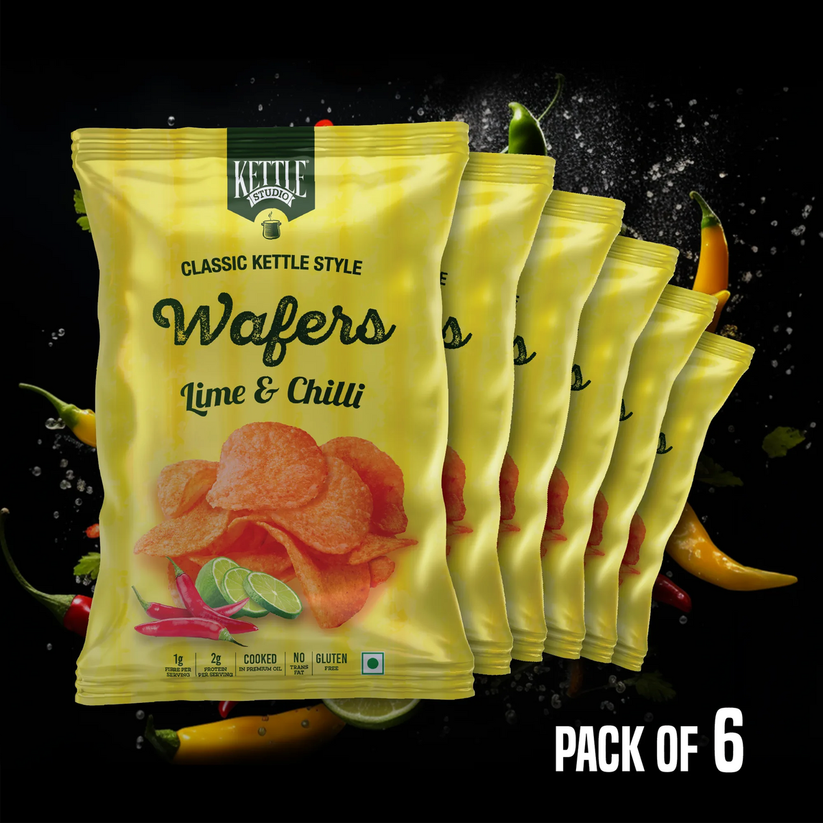 Kettle Style Wafers Lime & Chilli Pack of 6 pack by Kettle Studio