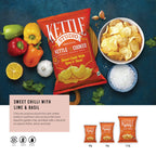 Sweet Chilli with Lime & Basil Pack of 6 kettle cooked potato chips pack by Kettle Studio